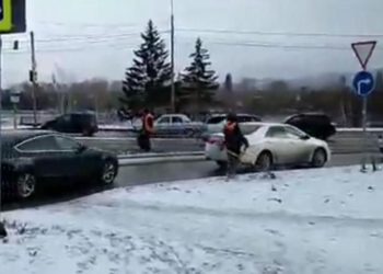 Ничего необычного. Сибирские коммунальщики косили траву в сугробах (Видео)