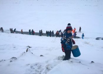 Почти 100 новосибирцев пришли спасать рыбу на шлюзах