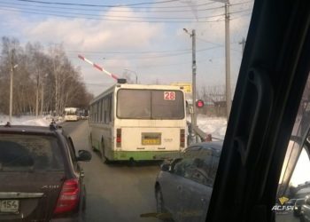 Шлагбаум образумил водителя, хотевшего проскочить переезд на красный свет в Новосибирске