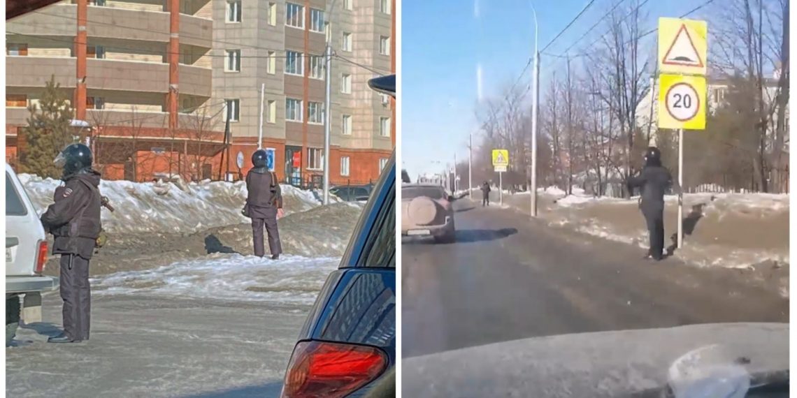 Силовики выстроились в кордон на улицах Краснообска