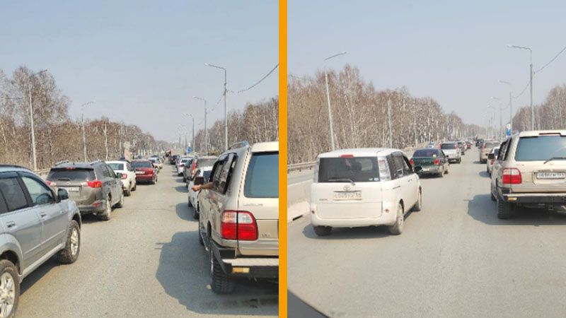 Пробка в 10 км образовалась на Гусинобродском шоссе