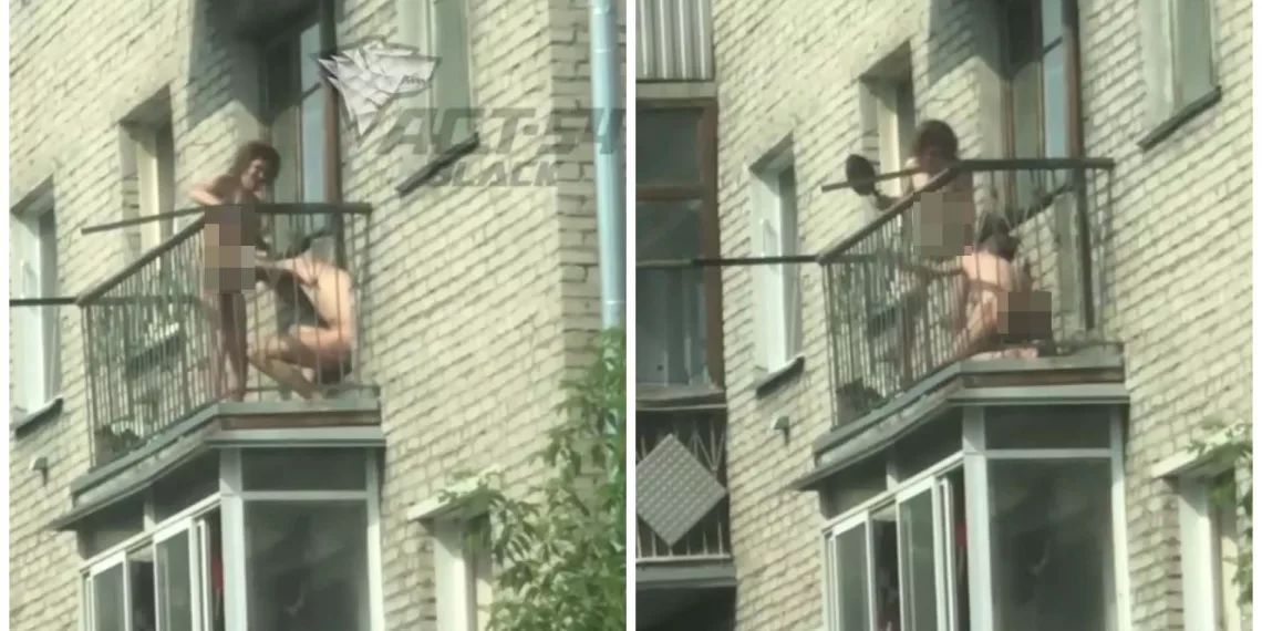Голая пара устроила бой сковородкой на балконе дома в Новосибирске