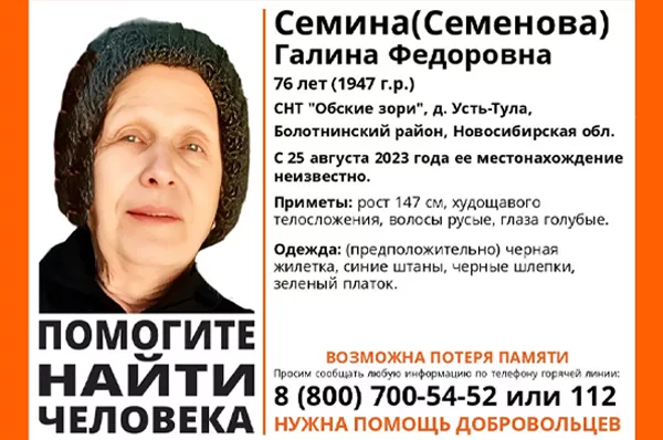 Дачница преклонного возраста пропала в Новосибирской области