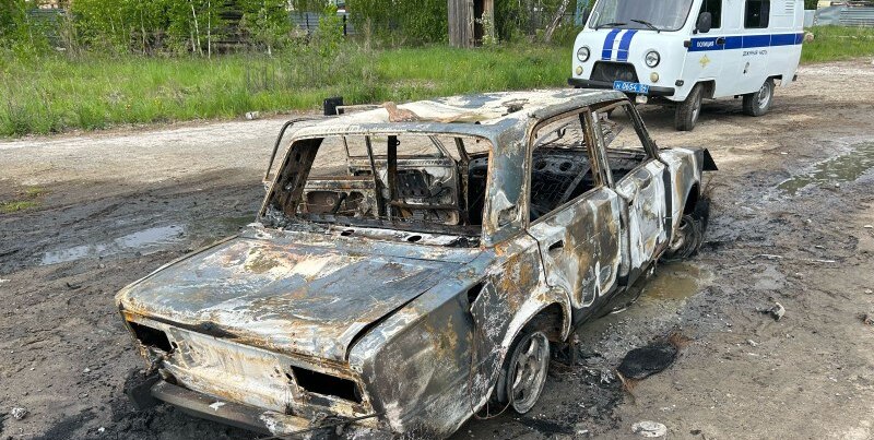 Три местных жителя угнали машину и сожгли ее под Новосибирском