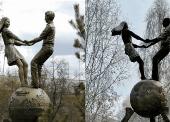 Памятник молодежи в Кемеровской области состарился после реставрации