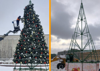 Ёлки — всё: в Новосибирске с улиц убирают последнюю новогоднюю атрибутику