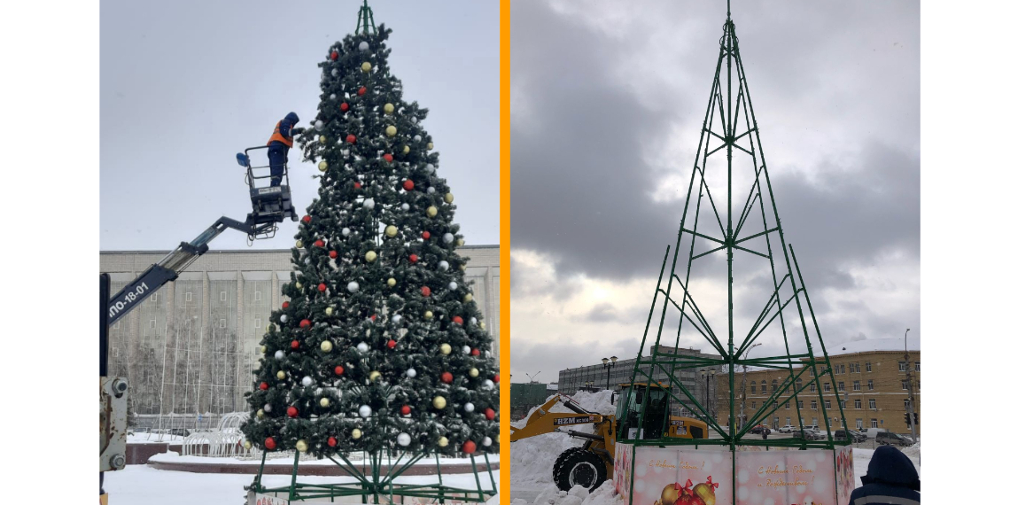 Ёлки — всё: в Новосибирске с улиц убирают последнюю новогоднюю атрибутику