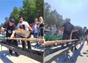 Мировой рекорд по длине люля-кебаба установили новосибирские повара