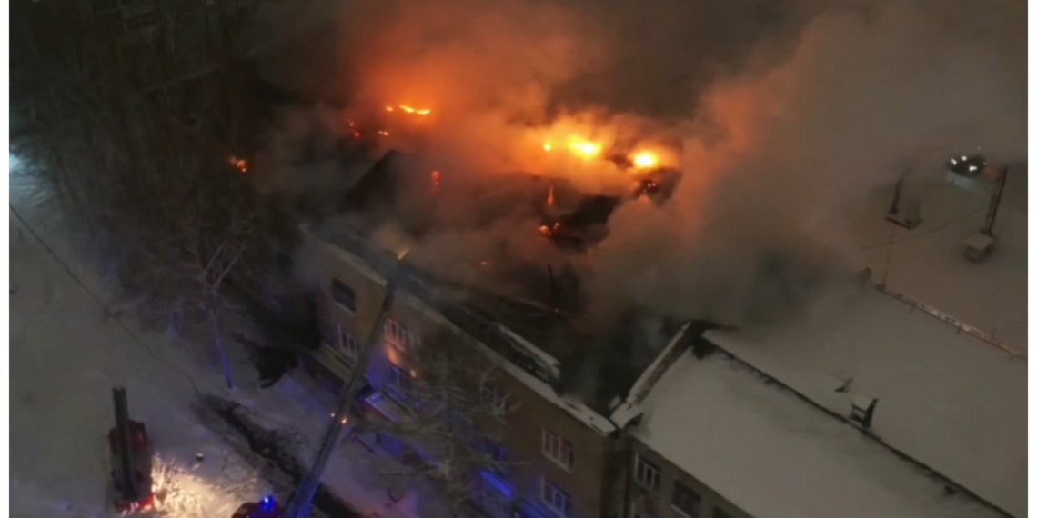 Масштабный пожар на Тургенева: видео с беспилотника